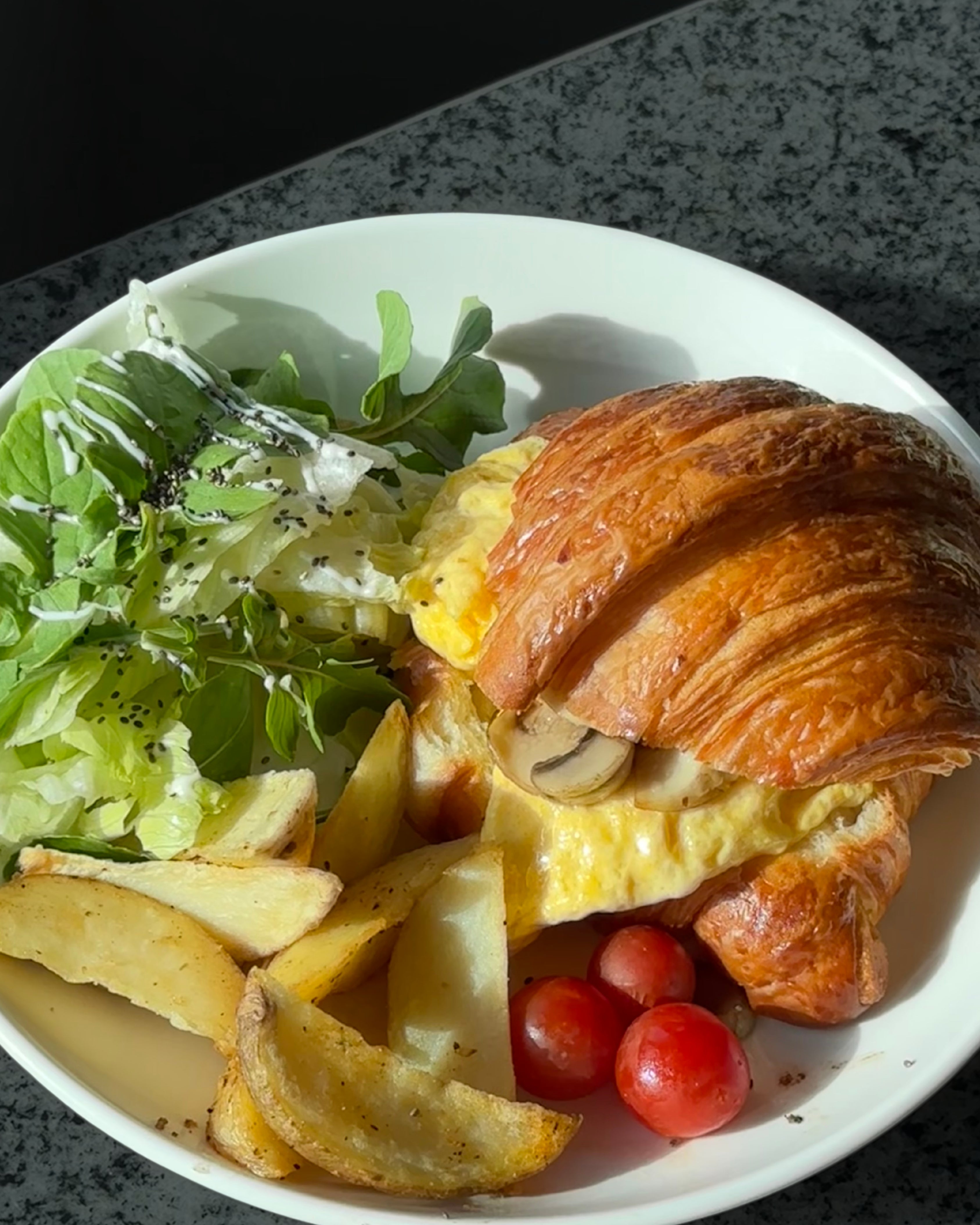 Mushroom Omelette in Croissant
