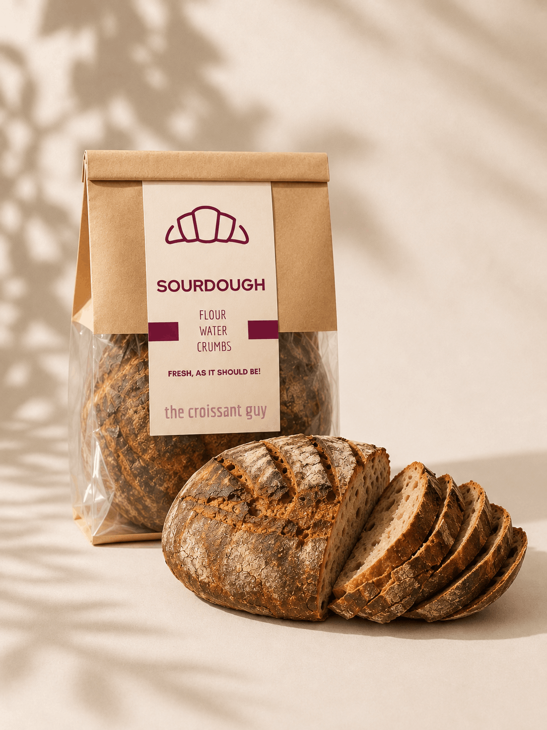 Fresh artisan sourdough bread with crisp crust and soft interior at The Croissant Guy Karachi